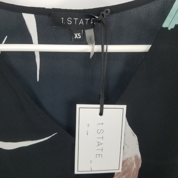 1. State Black Floral Ruffle Long Sleeve Top - Picture 5 of 6